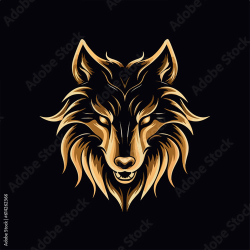 2D wolf illustration in logo  doodle style. Concept  art. Design element for logo  poster  card  banner  emblem  t shirt. Vector illustration  