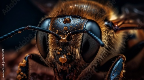 Macrophoto of bee. Generative AI