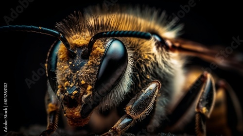Macrophoto of bee. Generative AI photo