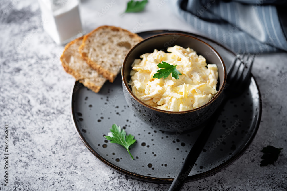 Squid egg mayonnaise salad in a bowl Squid egg mayonnaise salad in a bowl