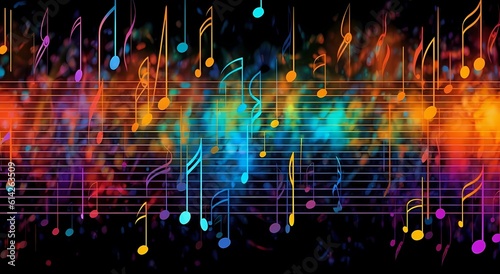 abstract background, colored musical score, instrument, concert, entertainment