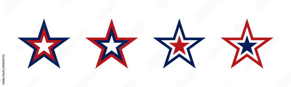 USA star icon set
