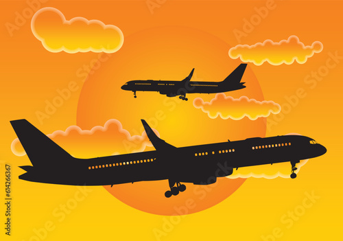 avion, cielo, silueta