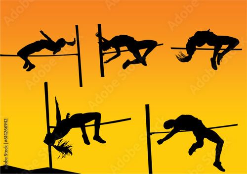 silueta, mujer, atleta, atletismo, salto