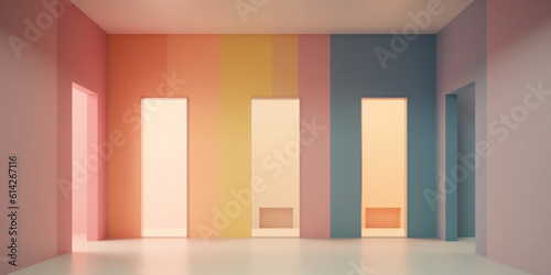 Colorful Empty Modern Architecture Interiors - Horizontal (liminal spaces)