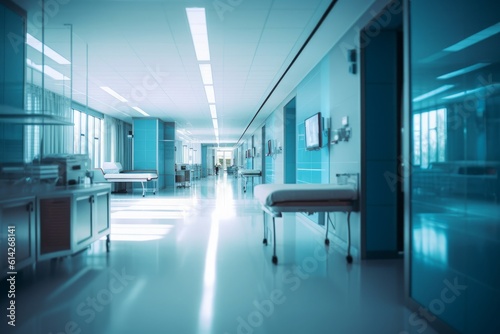 Abstract medical background  Blurred interior of a hospital  creating a sense of depth and abstraction. Generative AI