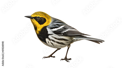 Black-throated Green Warbler bird isolated on transparent background created with generative AI technology photo