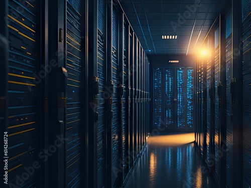 Data center technology server network. ai generative © Igor