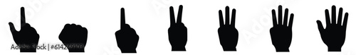 Vector illustration of fingers pointing, clenching and counting