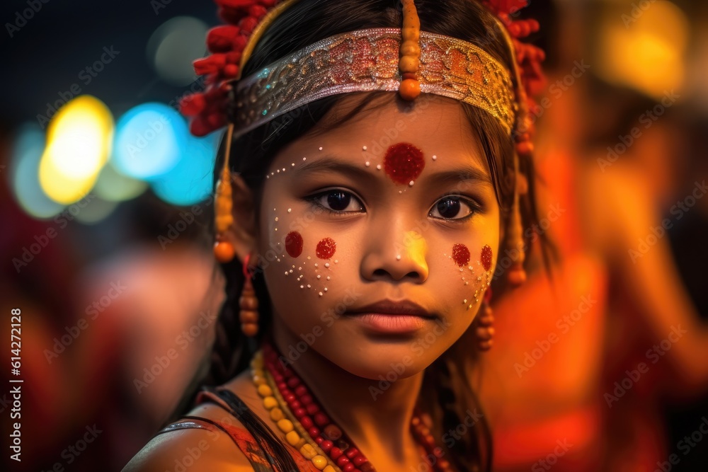The excitement and vibrant colors of a cultural festival with a candid documentary shot. Generative AI The excitement and vibrant colors of a cultural festival with a candid documentary shot. Generative AI