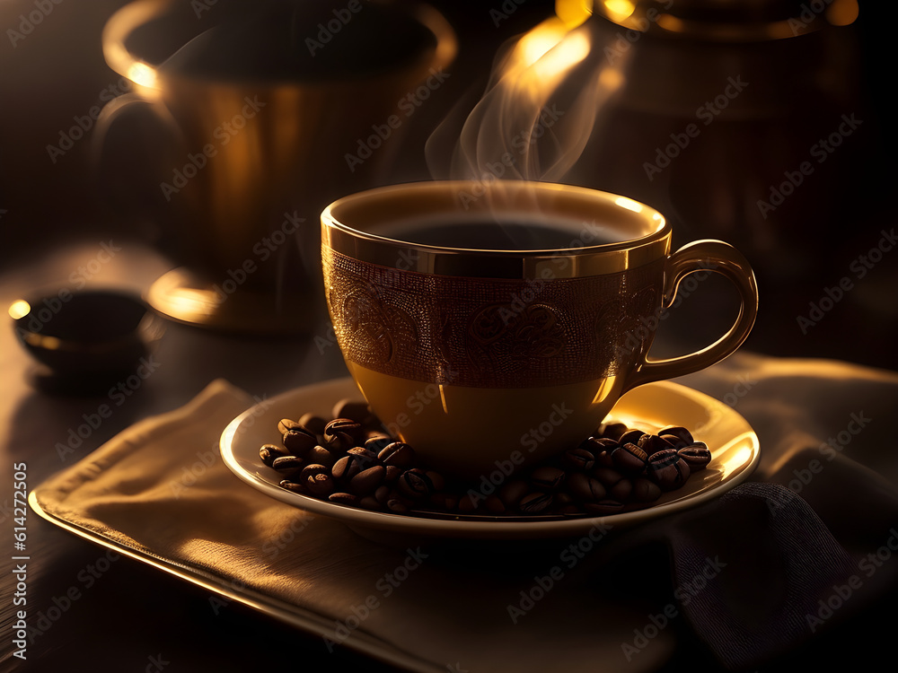 Capture the timeless elegance and cozy ambiance of a vintage coffee shop, with a perfectly brewed cup of coffee placed on a rustic wooden table, bathed in warm natural light streaming through a nearby Capture the timeless elegance and cozy ambiance of a vintage coffee shop, with a perfectly brewed cup of coffee placed on a rustic wooden table, bathed in warm natural light streaming through a nearby