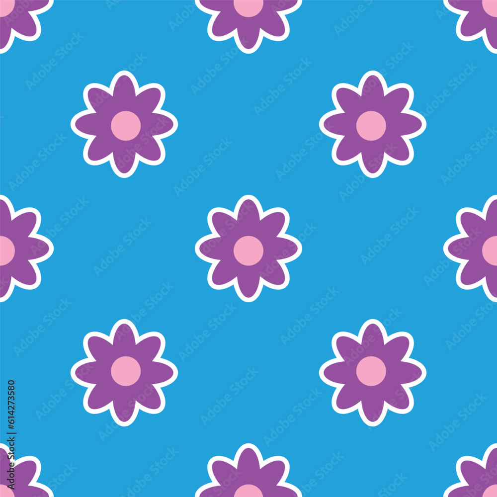 Y2K floral pattern. Funny funky retro flowers background