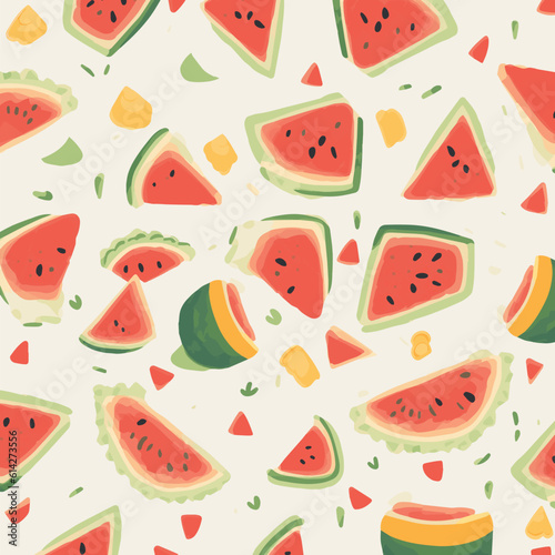 Fototapeta Naklejka Na Ścianę i Meble -  Watermelon slices vector pattern