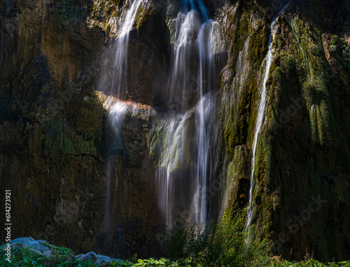 waterfall in the mountains of Plitvice Lakes Croatia