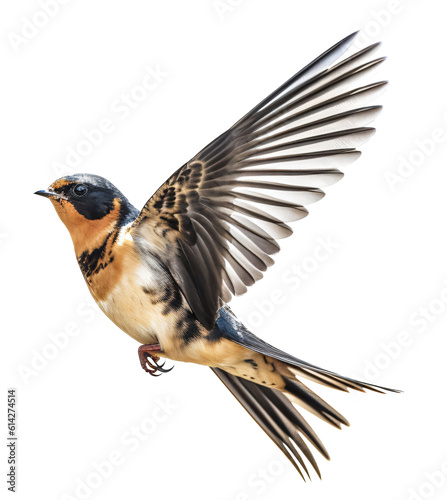 Flying swallow isolated on the transparent background PNG. AI generative. © Monika