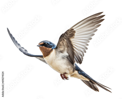 Flying swallow isolated on the transparent background PNG. AI generative.