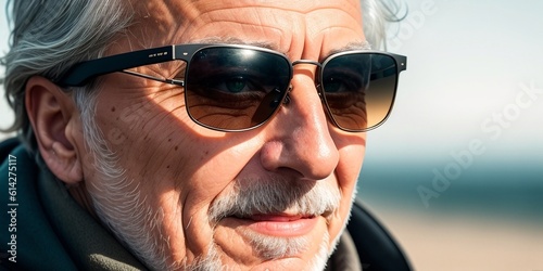 Elderly man wearing sunglasses, generative AI