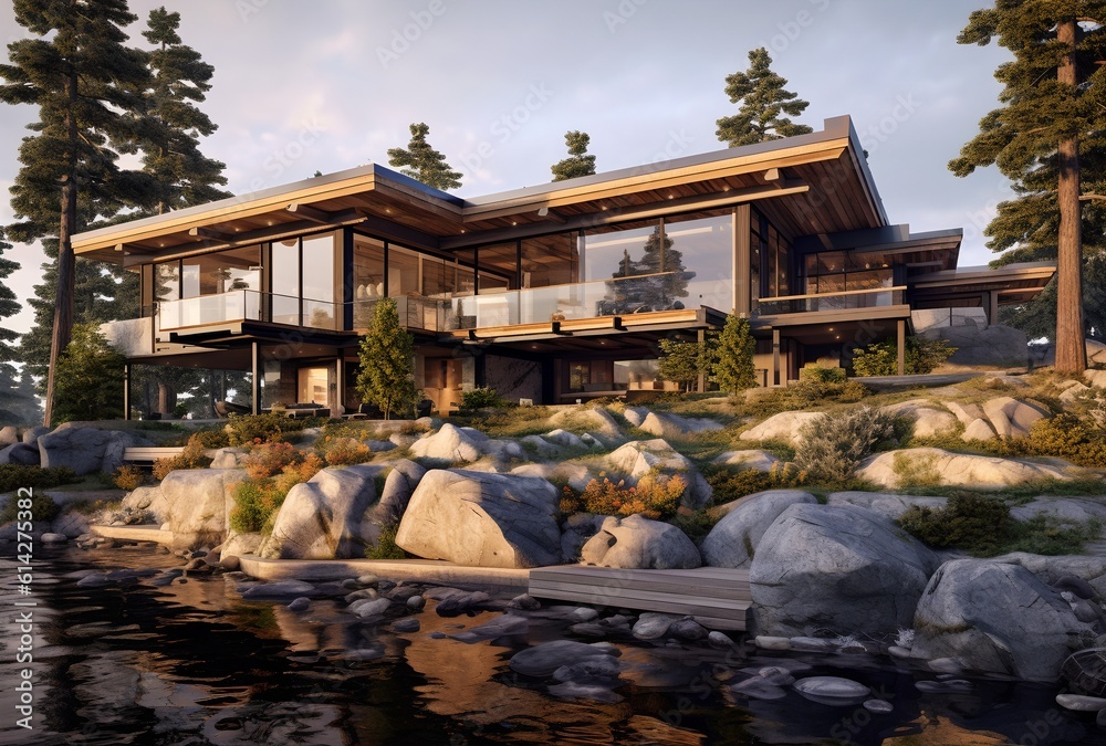 Obraz premium Modern house, generative ai