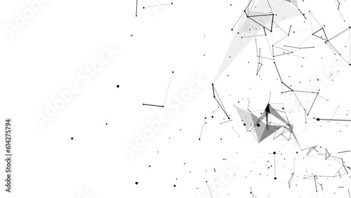 Abstract 3D illustration background motion transformation with white gray dots lines on plexus pattern of future innovation technology digital business network connection