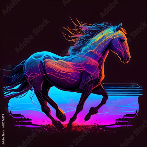 Vivid colors horse  Generative AI