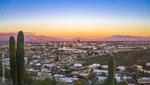 Wide angle photograph of Tucson, Arizona as viewed from 