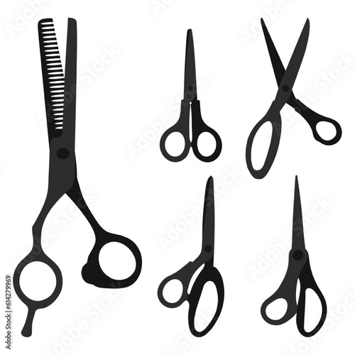 Sketchy image of scissors silhouette. Stationery, pocket, kitchen, manicure, surgery, hairdressers, tailor, garden, household