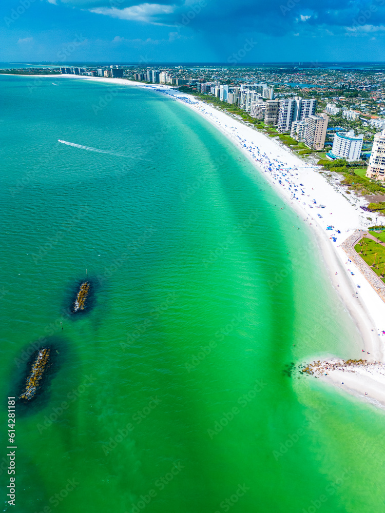 Aerial View of Marco Island, a popular tourist beach town, Florida