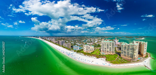 Aerial View of Marco Island, a popular tourist beach town, Florida