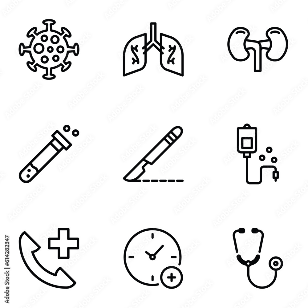 Set of Medical Thin Line Icons - EDITABLE STROKE - EPS Vector