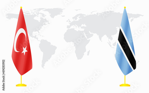 Turkey and Botswana flags for official meeting