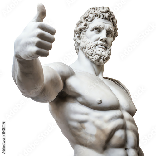 Greek statue thumbs up isolated on transparent background - Generative AI photo