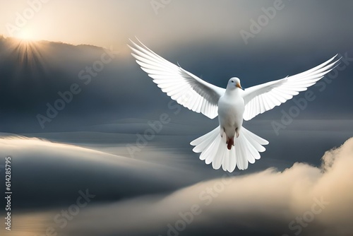 white dove in flightgenerated by AI technology 