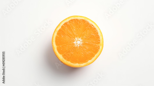 Citrus Delight  Half of a Juicy Orange in a Captivating Top-View Shot on a White Background