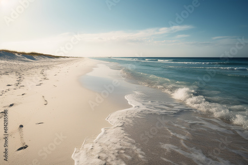 Wallpaper Mural Wild Serenity: Tranquil Ocean Shore with Small Waves and Pristine Beach Torontodigital.ca