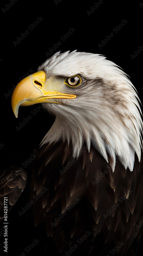 Fototapeta premium Bald Eagle in Stark Contrast