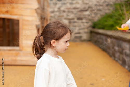Portrait of a little girl in the castle.