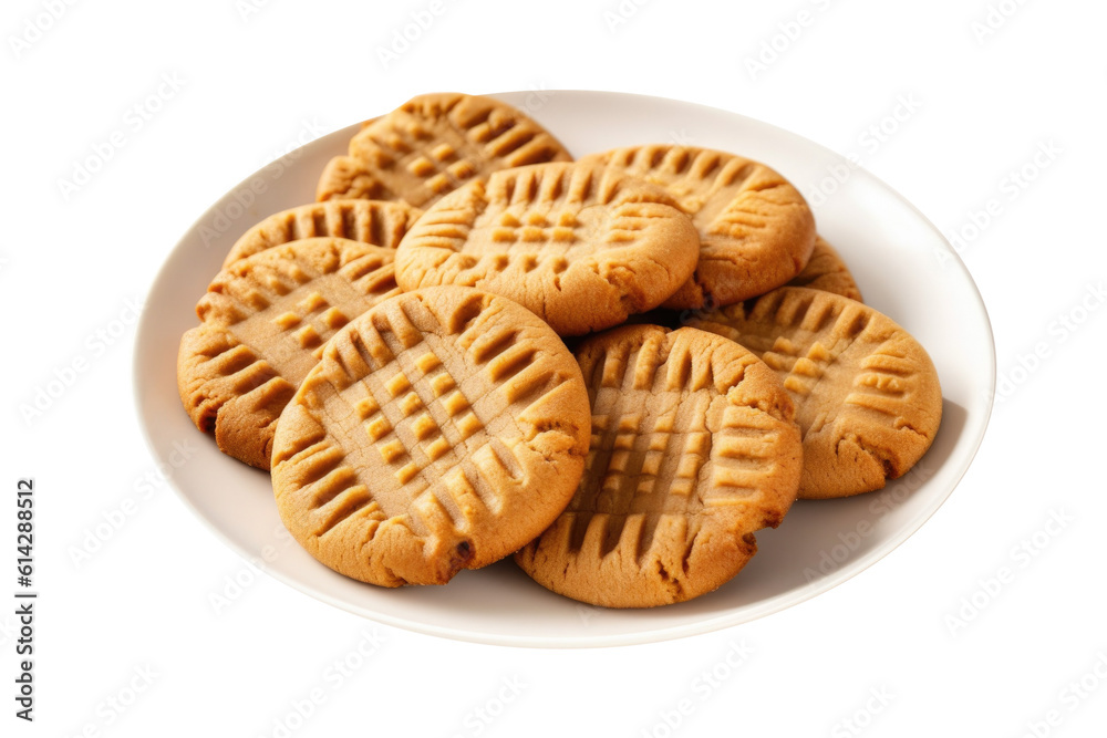 Delicious Plate of Peanut Butter Cookies on a Transparent Background 