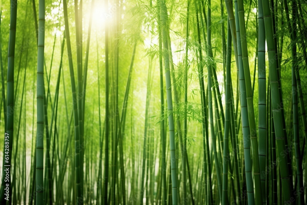 Fototapeta premium green bamboo forest with AI-Generated Images.