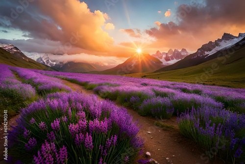 lavender field at sunset