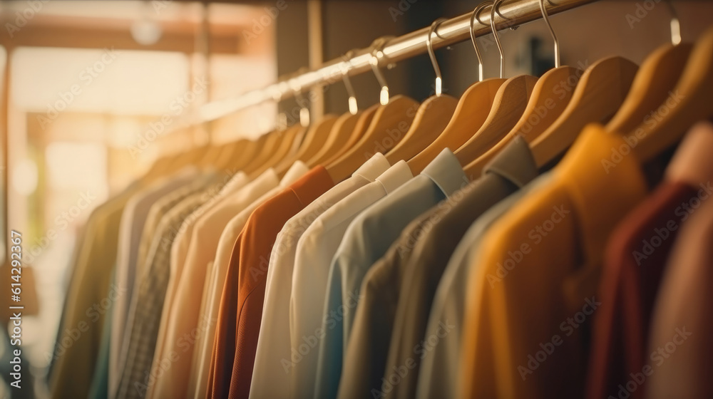 Naklejka premium Clothes on hanger in boutique