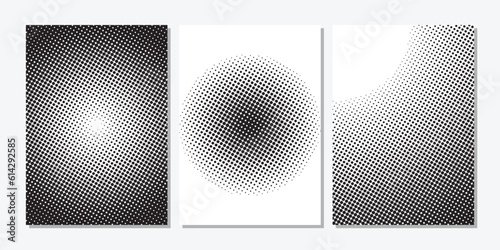 rounded black and white halftone effect set design