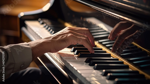 Photo Photo closeup of human hands playing the piano