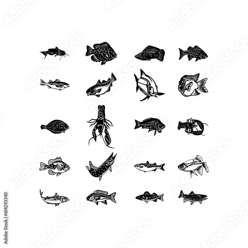 black and white fishes bundle template © Rana99artist