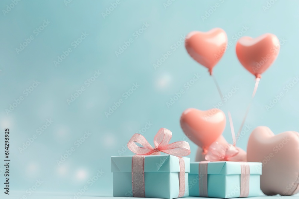 Floating hearts for romantic valentines background design. Ai generated.