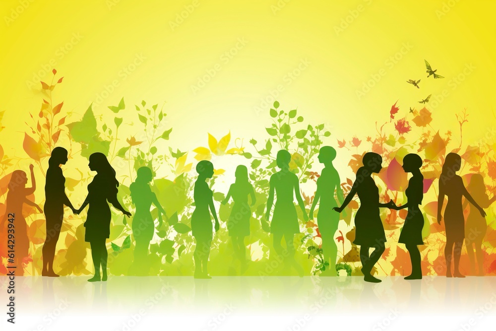 In an optimistic illustration of the future, humans find peace and harmony, embracing diversity and spreading love in a serene and inclusive world