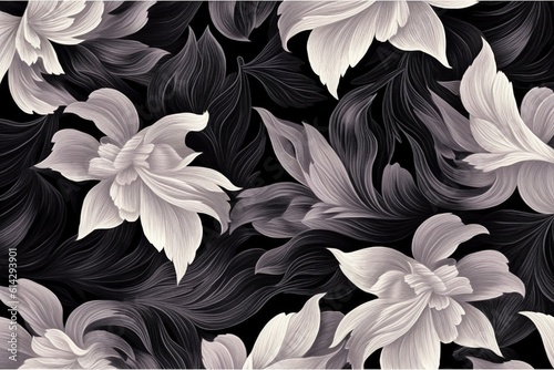 Design of a retro monochrome floral background.Ai generated