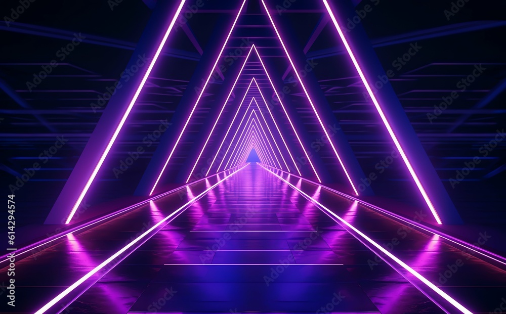 Naklejka premium neon light background, 3D Illustration and wallpaper