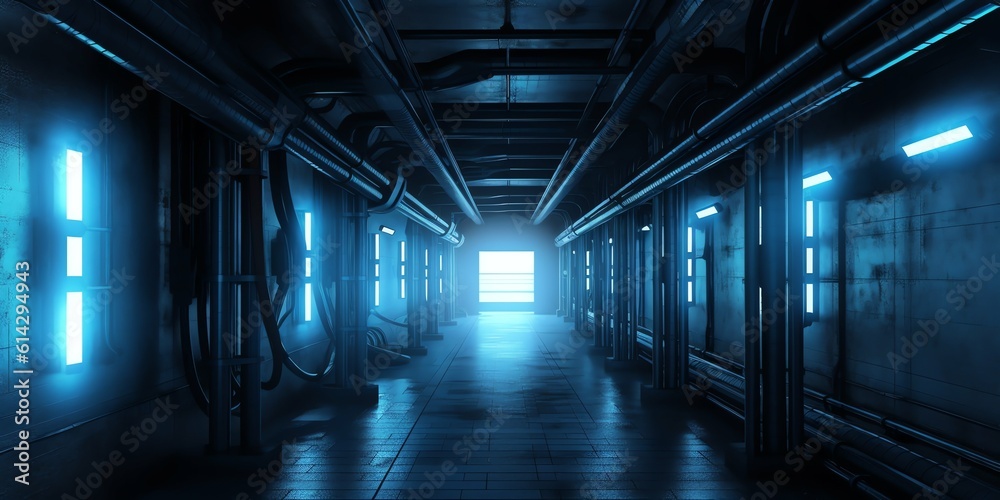 Sci-fi gate with neon lights design background and Illustration Sci-fi gate with neon lights design background and Illustration