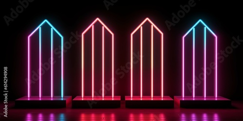 neon light sci-fi triangle  design background Illustration and wallpaper