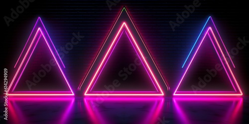 neon light sci-fi triangle  design background Illustration and wallpaper